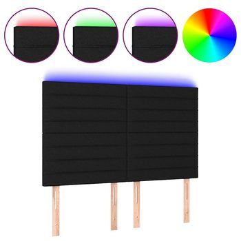 Cabecero Con Luces Led Tela Negro 144x5x118/128 Cm Vidaxl