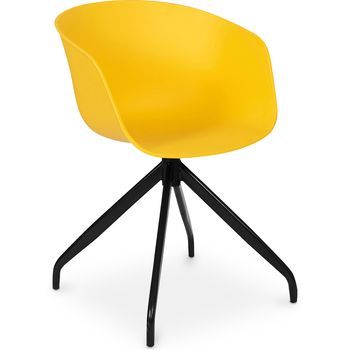 Silla De Oficina Con Reposabrazos - Silla De Escritorio De Diseño Negro - Joan  Amarillo