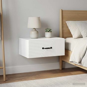 Set De 2 Mesitas De Noche De Pared - Mueble De Dormitorio - Madera De Ingeniería (49x34.5x20cm)