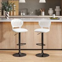taburetes de bar de lino metal homcom 405x43x84-105 cm blanco