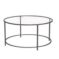 mesa de centro de cristal templado con estructura metalica - negro