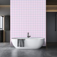 papel pintado cuadrados rosa pastel  52x1000cm