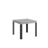 mesa extensible 90x90246 cm efecto madera gris cemento hierro