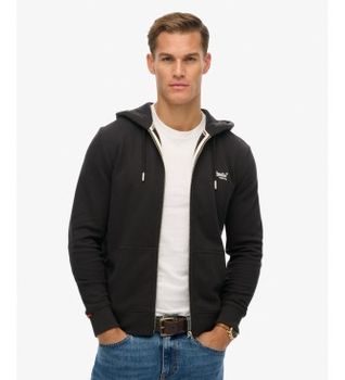 Superdry para hombre. M2014128E Sudadera con capucha y cremallera Essential Logo negro (XL), Casual, Algodón