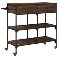 carrito de cocinarestanteria de cocina carrito de servir madera ingenieria marron roble 105x42x95 cm