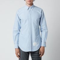 thom browne mens tricolour placket classic fit shirt - light blue - 4xl