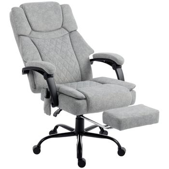 HOMCOM Silla de Oficina con Masaje, Calor y Reposapiés, 77,5x69,5x126 cm, Gris   Aosom España