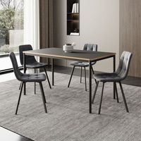 juego de comedor lindesberg mesa con 4 sillas mdf terciopelo - gris oscuro encasa