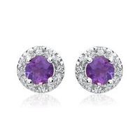 14 quilates pendientes amatista 8 diamantes