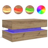 mesa de centrormesa auxiliarrmesita de centro con luces led roble artisian 90x50x40 cm