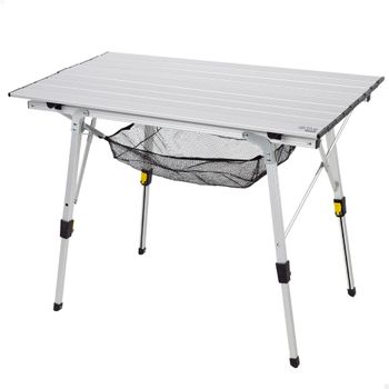 Mesa Plegable Camping Aktive Antideslizante y Ajustable, 19,5x14x93,5 Cm, Plata