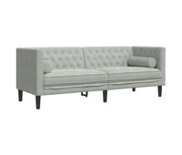 vidaxl sofa chesterfield 3 plazas con cojines terciopelo gris claro