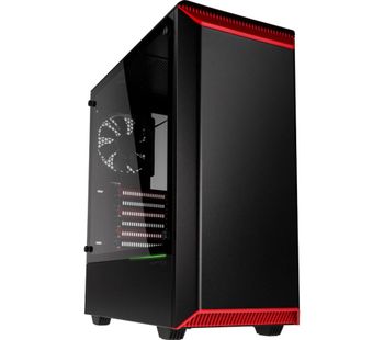 PHANTEKS Eclipse P300 E-ATX Midi-Tower PC Case - Black & Red, Black