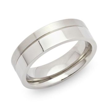 Anillo de acero inoxidable parcialmente pulido de 7 mm de ancho