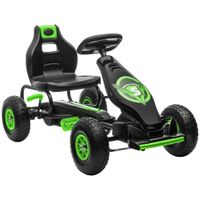 homcom coche de pedales para ninos de 5-12 anos con asiento ajustable neumaticos inflables amortiguador carga 50kg negro verde
