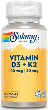 Solaray Vitamina D3 y K2 (MK7) 60 Cápsulas Vegetales
