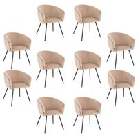 silla de comedor de terciopelo con reposabrazos aria - lote de 10 beige