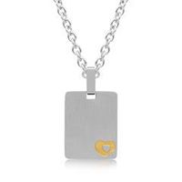 cadena con colgante de corazon bicolor grabable