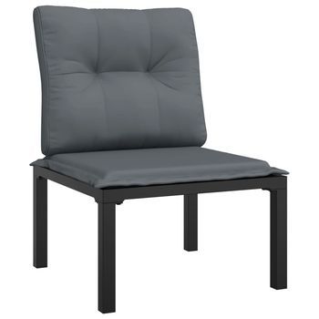 Silla De Jardín Con Cojines Ratán Sintético Negro Y Gris Vidaxl