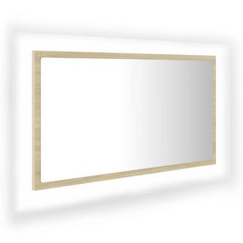 Espejo Decorativo | Espejo De Baño Acrílico Color Roble Sonoma 80x8,5x37 Cm
