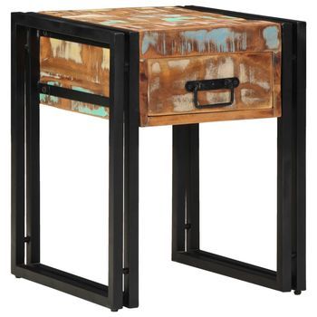 Vidaxl Mesa Auxiliar 40 X 40 X 50 Cm Madera Sólida Recuperada