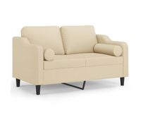 vidaxl sofa de 2 plazas con cojines tela color crema 120 cm