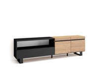 mueble tv television muebles de salon almacenaje 200x35x57cm para tv hasta 80 diseno industrial estilo moderno roble y negro