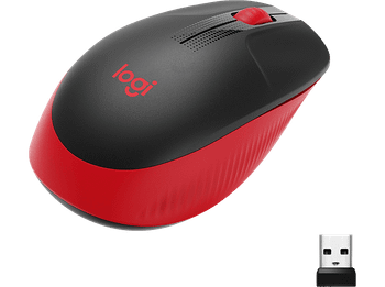 Ratón inalámbrico - Logitech M190, 3 botones, 1000 ppp, Nano receptor Logitech, 1x Pila AA, 18 meses, Rojo