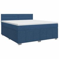 cama tapizada 203x164x88 cm tejido - azul