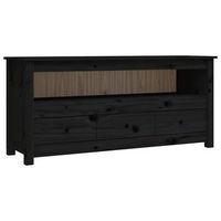 mueble de tv de madera maciza de pino negro 114x35x52 cm vidaxl