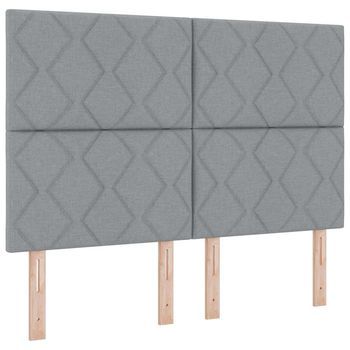 Cama Tipo Box Spring Con Cabecera Gris Claro 160 X 200 Cm Tela