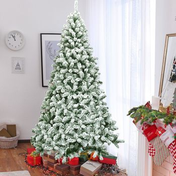 Árbol Navidad Abeto Artificial 2,25m Nevado Pvc Alta Calidad Base Metal Cfw44441