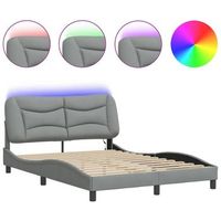 estructura de cama con led sin colchon hvar tela gris claro 140x190 cm vidaxl
