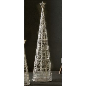 Arbol De Navidad Conico Blanco Con Led A Pilas 45dx180 Cms