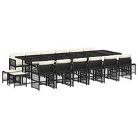 set de muebles jardin 17 piezas con cojines ratan sintetico negro