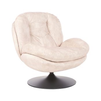Sillón Giratorio De Terciopelo Con Asiento Acolchado Base Simple Estilo Vintage Beige Nolvik