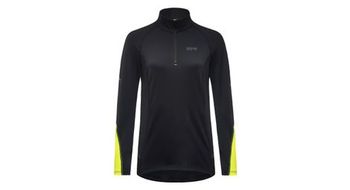 Maillot de manga larga para mujer gore wear m mid zip amarillo fluorescente negro