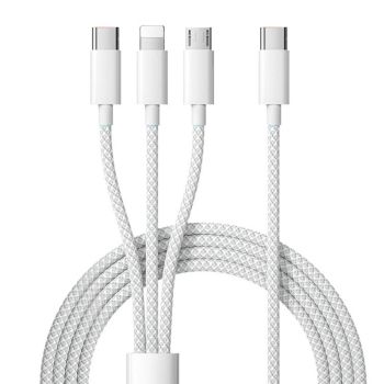 Cable 6A 100W Tipo C a iP/Micro/Tipo C,carga rápida PD,transmisión de datos,núcleo de cobre estañado,longitud de 1M/1.5M