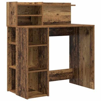 Escritorio | Mesa De Trabajo Con Estante Madera Envejecida 90 X 48 X 101,5 Cm