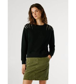Pepe Jeans para mujer. PL5800024 Sudadera Barny negro (S), Casual, Algodón