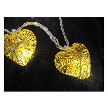 Guirnalda 10 corazones led oro