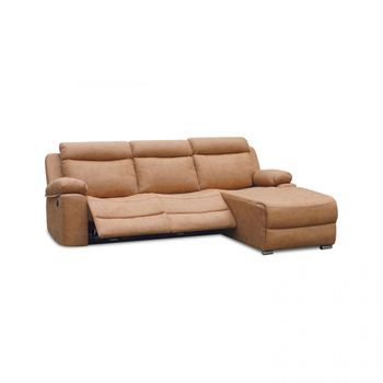 Sofá Relax Eléctrico Con Chaiselongue Izquierdo Nellie 3 Plazas Piedra 276 X 102 X 187 Cm