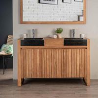 mueble de teca lavabos para cuarto de bano 140 negro