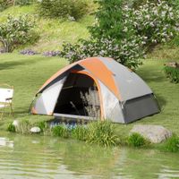 outsunny tienda de campana para 2 personas tienda de camping plegable ligera impermeable 3000 mm con puerta ventana gancho y bolsa de transporte 210x150x110 cm gris y naranja