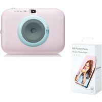 lg pocket photo pc389p instant camera  photo paper bundle - pink pink