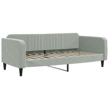 Sofá Cama | Cama Individual | Cama Para Adultos Terciopelo Gris Claro 100x200 Cm