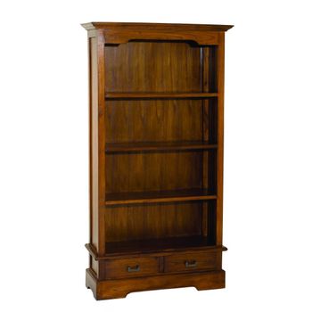 Biblioteca con 3 estanterías y 2 cajones madera de mindi marrón