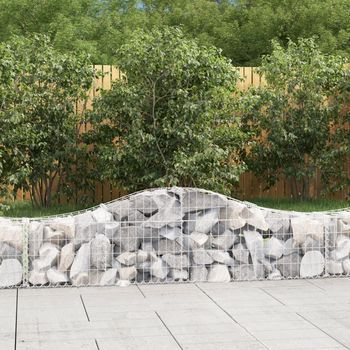 Cesta De Gaviones | Gavión Para Piedras | Gavión Decorativo Forma Arco Hierro Galvanizado 200x30x40/60 Cm Cfw262385
