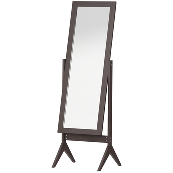 HOMCOM Espejo de Maquillaje de Pie Reclinable Nórdico para Dormitorio Salón Marco de Madera 47x46x148 cm Marrón   Aosom España