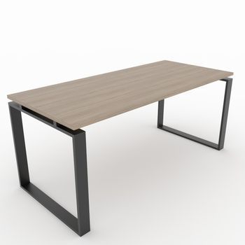 Mesa/escritorio Para Teletrabajo, Oficina Y Hogar. Estructura Cerrada Color Negro. Tablero Color Olmo. Fabricado En España. (140x60cm).